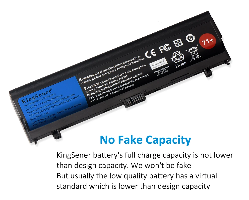 KingSener Laptop Battery For Lenovo Thinkpad L560 L570 SB10H45073 SB10H45074 SB10H45071 00NY488 00NY489 00NY486 10.8V 48WH