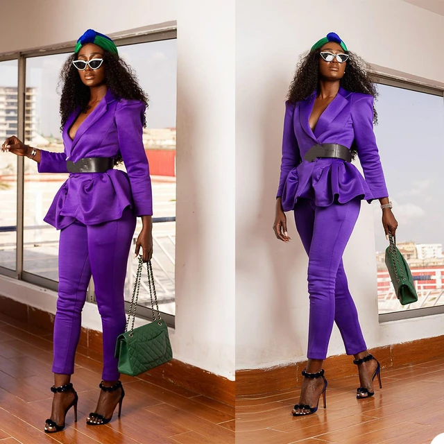 New Fashion Women Suits Purple Celebrity Lady Party Prom Tuxedos Blazer Red Carpet Leisure Outfit Top jacket pants Mother Of The Bride Dresses AliExpress