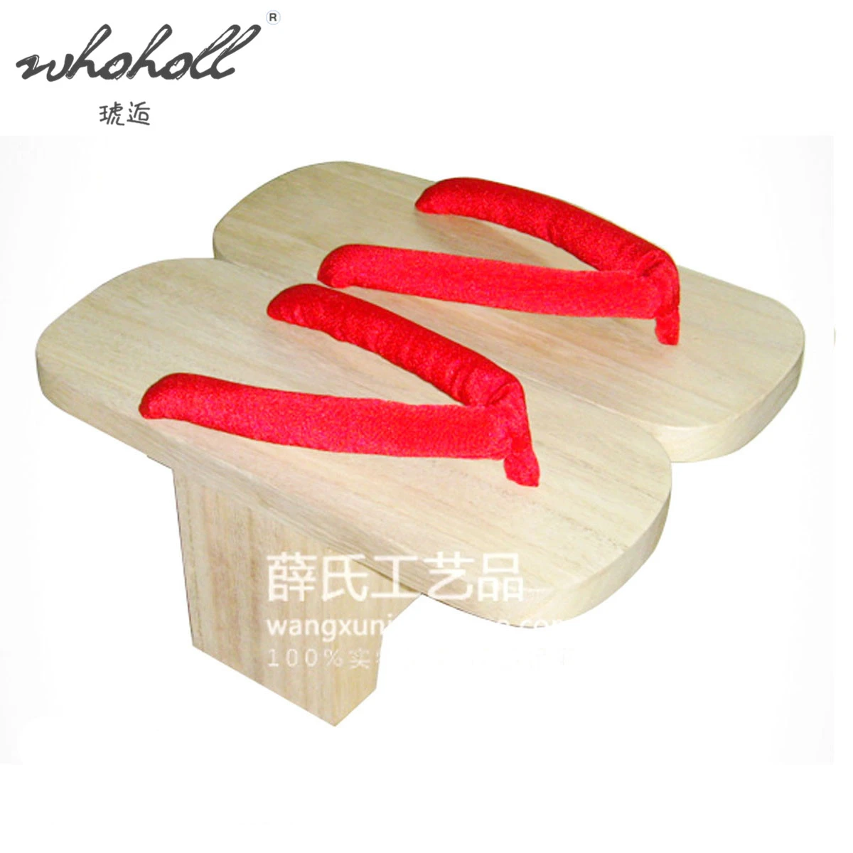 WHOHOLL New Wooden Slippers Japanese geta Cos Flip-flops Sandals Women's Clogs Slippers Shaping White Wooden One-tooth Clogs