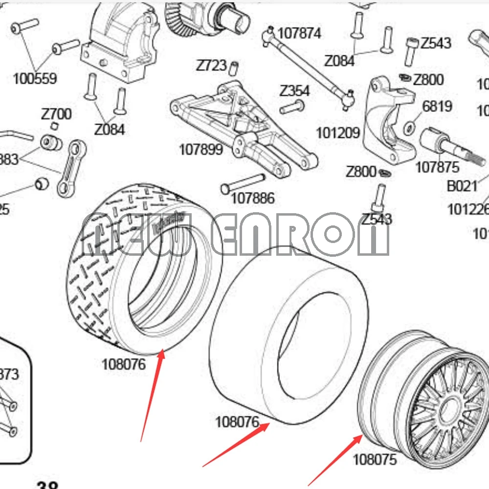 NEW ENRON 4P 2.2 inch Wheel Rims Hub & 80MM rubber Tires Tyre Set RC CAR PART 1/10 Fit 1:10 HPI WR8 Flux Rally 3.0 110697 94177