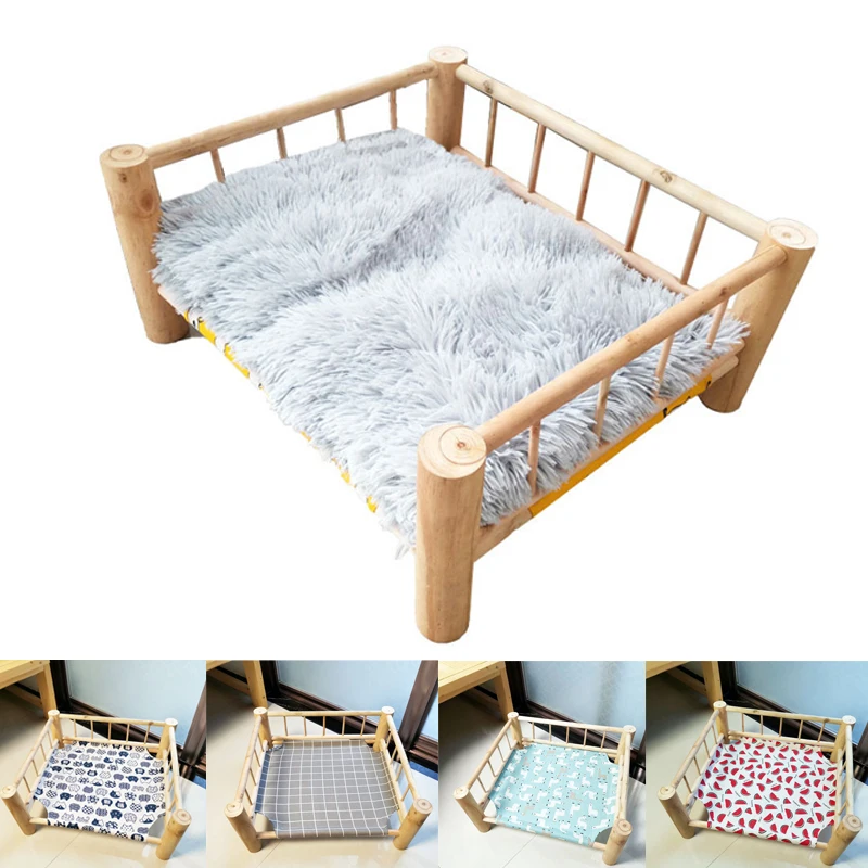 Pet Cat Solid Wood Bed Camp-bed Pet Rabbit Camp-bed Cat Dog Wooden Pet Kennel Removal Of Four Seasons Cat Sofa Bed