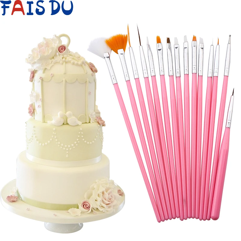 15Pcs/Set Fondant Cake Brush DIY Sugar Craft Baking Decorating Tools Cake Pen Pastry Brush For Fondant Painting