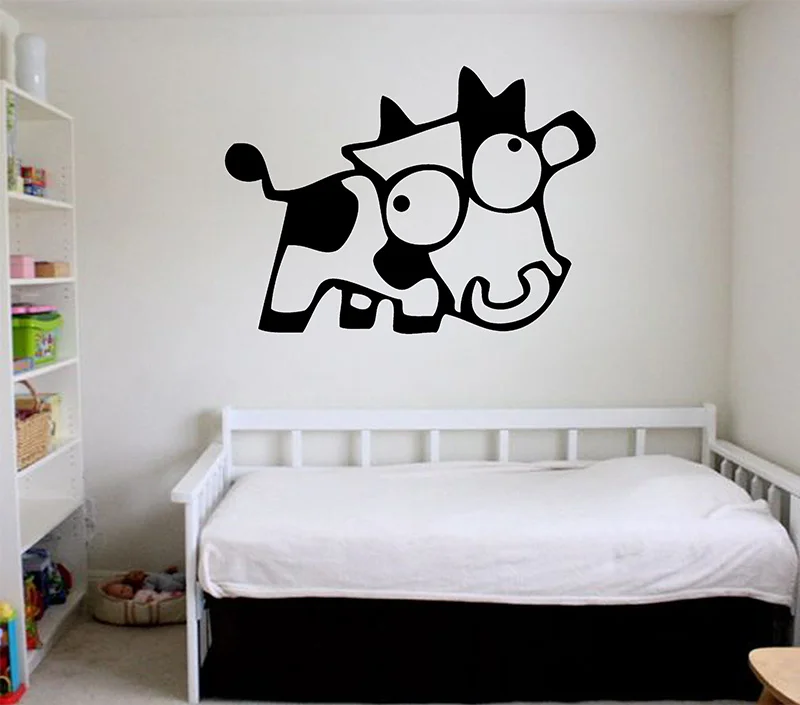 On Sale New Crazy Cow Giant Wall Art Children Sticker Murals Decals WA271 Animals