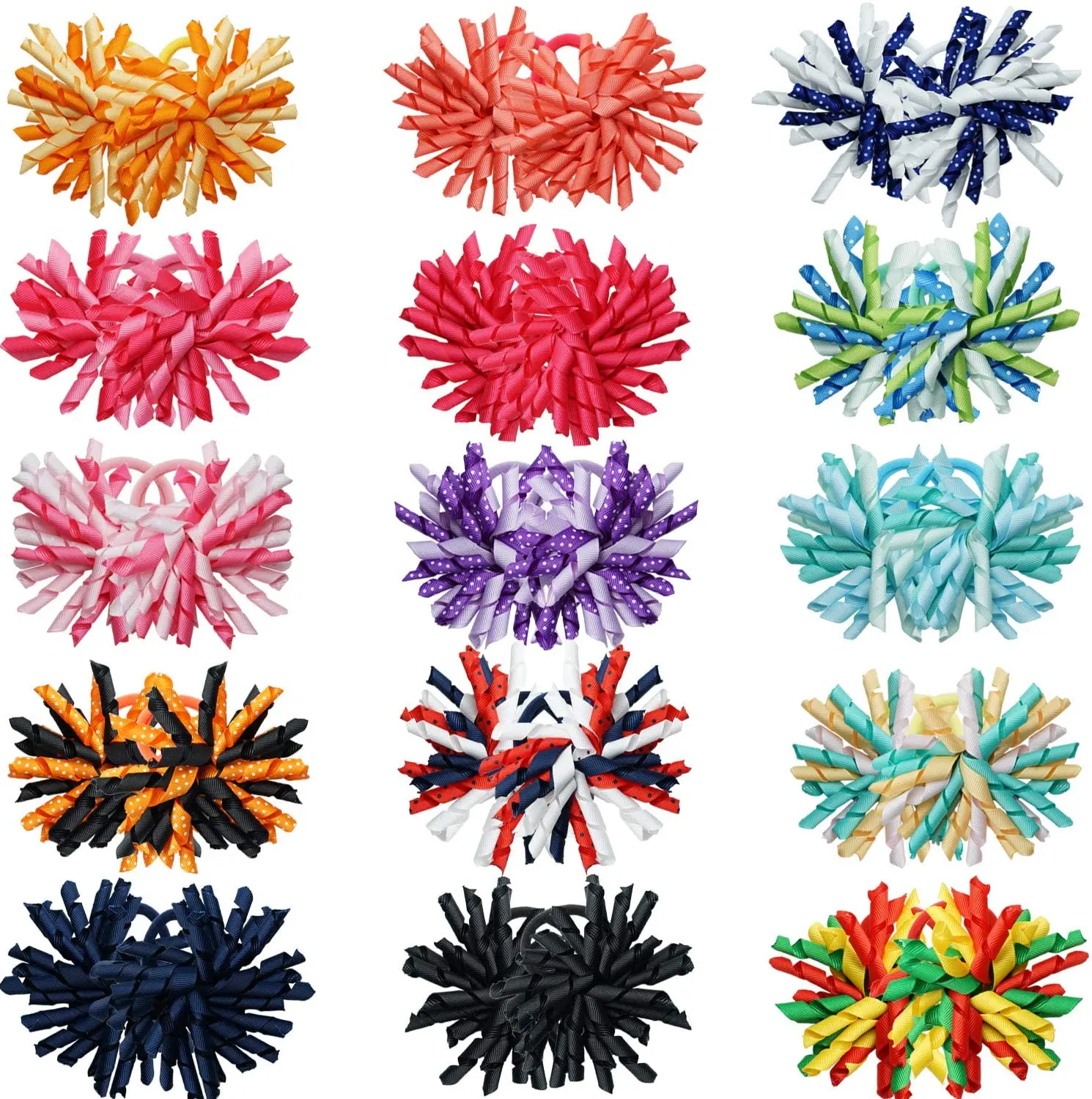 30Pcs Hair Ties Rubber Bands Colorful Curly Ribbon Elastic Seamless Hair Bows Bands for Girls Toddlers Kids Accessories Gifts