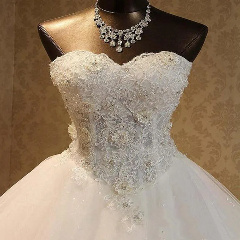 Princess Ball Gown Wedding Dresses Sweetheart Appliques Beaded Bridal Dress Tailor Made Vestidos De Fiesta Elegantes Para Mujer