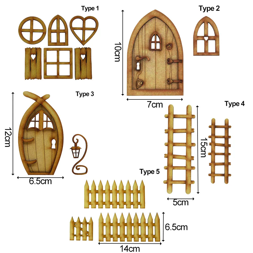 Wooden Miniature Fairy Elf Door DIY Painting Vintage Decor Dollhouse Garden Craft Accessories Doll House Micro Landscape Gift