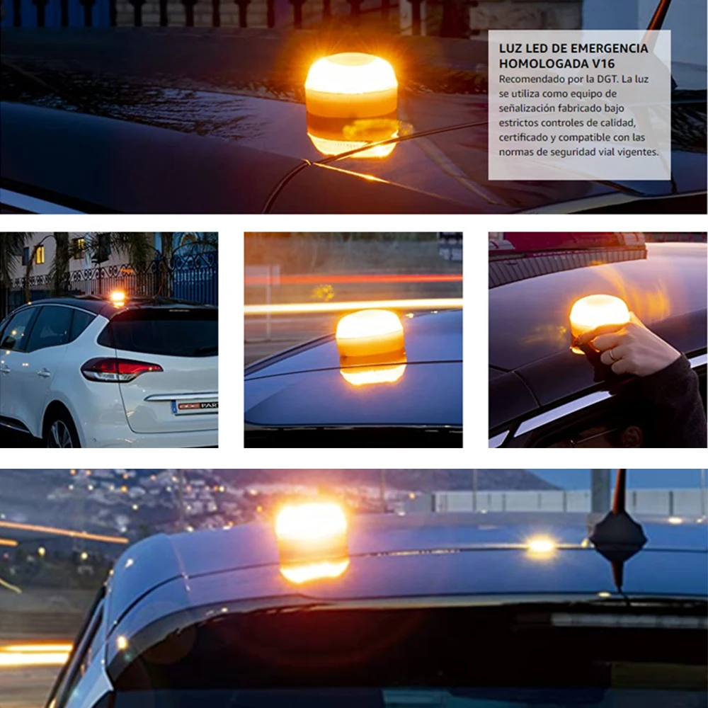 Notlicht v16 Homologiertes dgt-zugelassenes Auto-Notfallleuchte, wiederaufladbares magnetisches Induktions-Blitzlicht