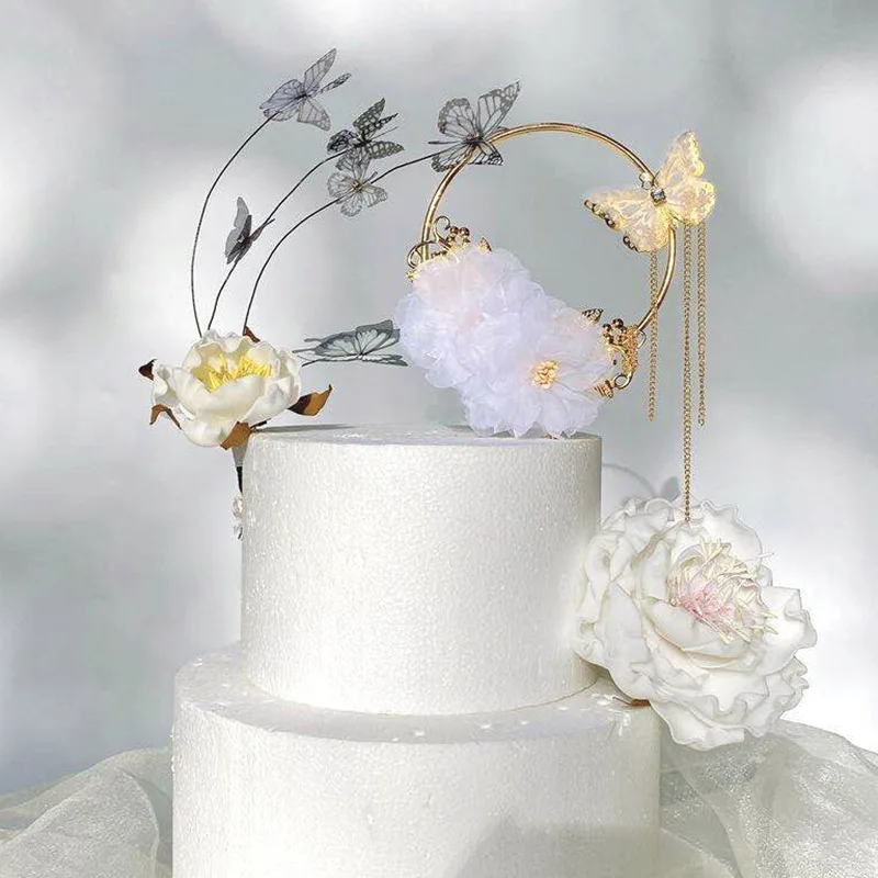 زينة كعكة عيد الميلاد على شكل فراشة وردية ثلاثية الأبعاد ، جديدة ، زينة كب كيك لحفلات استقبال المولود الجديد والزفاف والحلوى