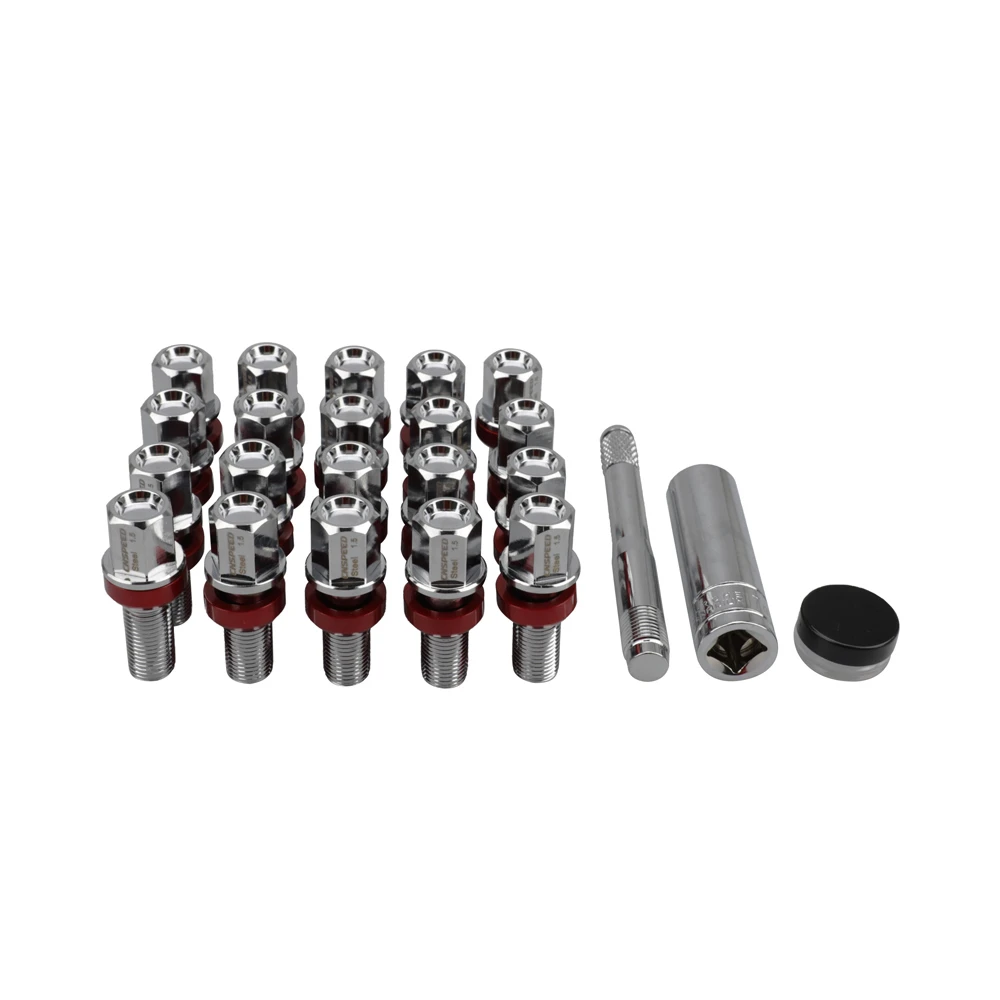 20PCS M14*1.5 Steel ball seat lug bolt Wheel Bolts Lug Nuts 38mm thread bolts &sleeve+type dowel pin for Audi BMW VW