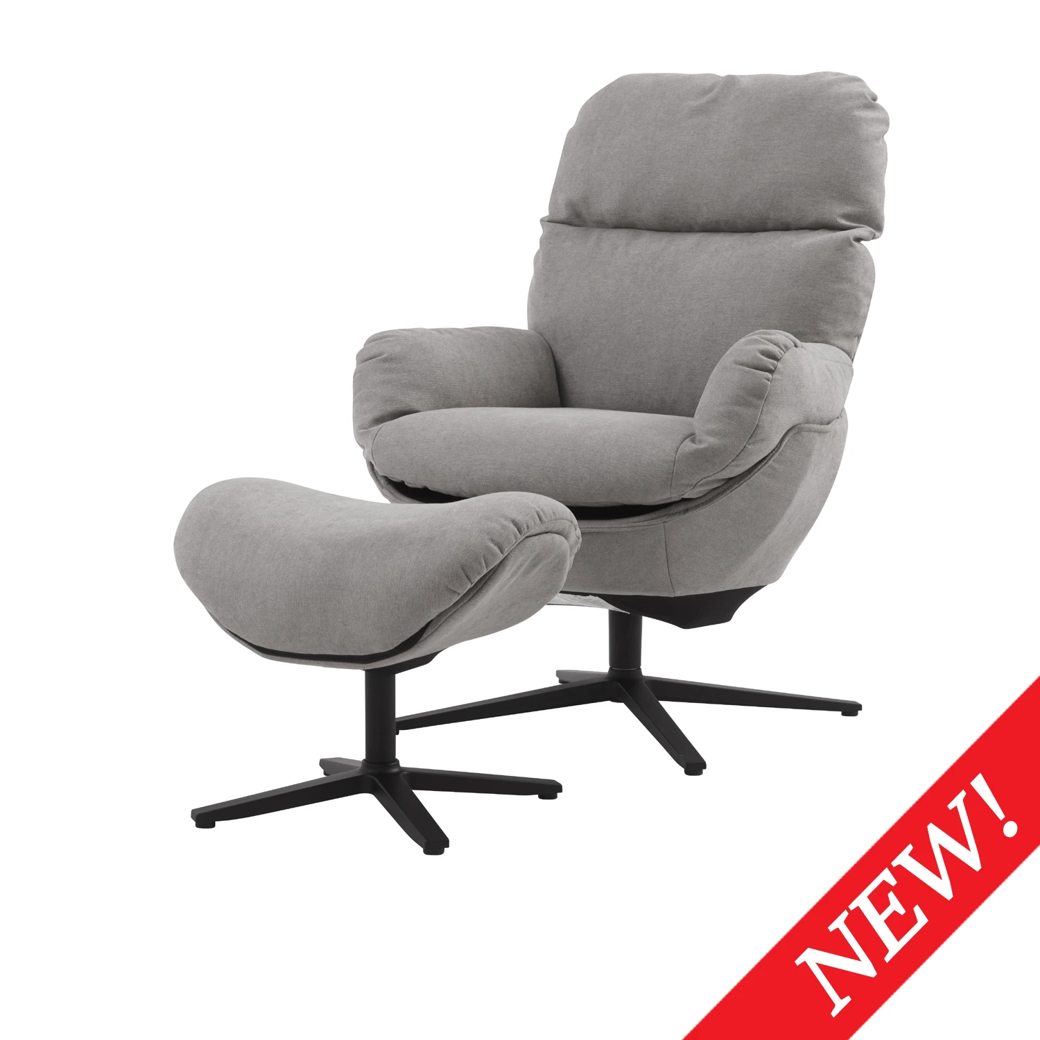 Swivel Lounge Chair Glider Chair Accent Lazy Recliner W/Arm&Rocking Ottoman Aluminum Alloy Base Comfy Fabric Leisure Sofa[US-W]