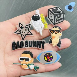 1Pcs Luminous Bad Bunny Rabbit Game Eyes PVC Shoe Charms Noctilucent Star Glowing Shoe Accessories DIY BandscuteKid Gift
