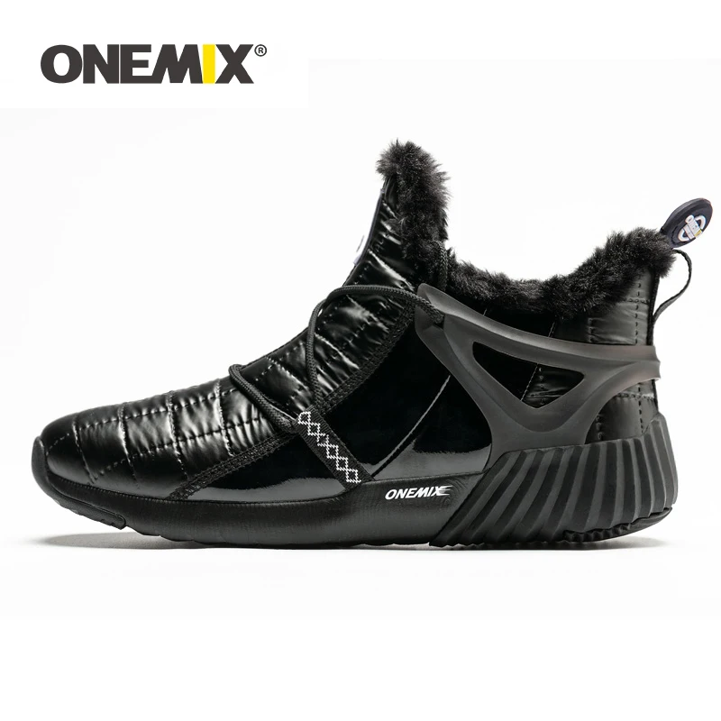 ONEMIX Winter Snow Boots For Men Vintage Casual Warm Fur Waterproof Ankle Boots Men Sneakers Outdoor Walking Hiking Shoes