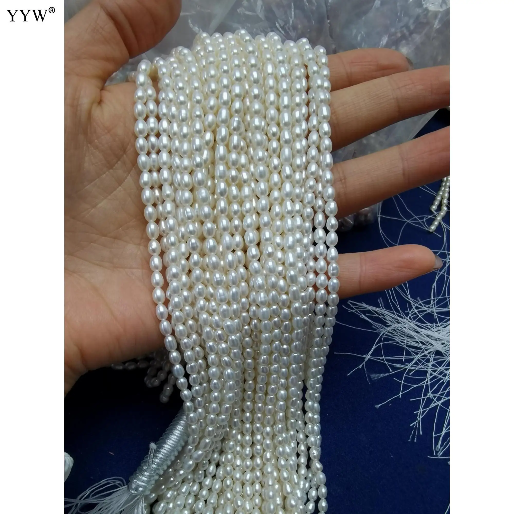 

3-4mm Natural Freshwater Pearl AAA Grade Bright Light Rice Grain Shaped Beads Jewelry Making DIY Necklace Bracelet Accessories