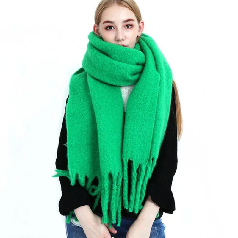 

Winter Scarf Women Cashmere Warm Pashmina Solid Foulard Female Scarves Wraps Thick Soft Bufanda Long Tassels Shawl Lady Stoles