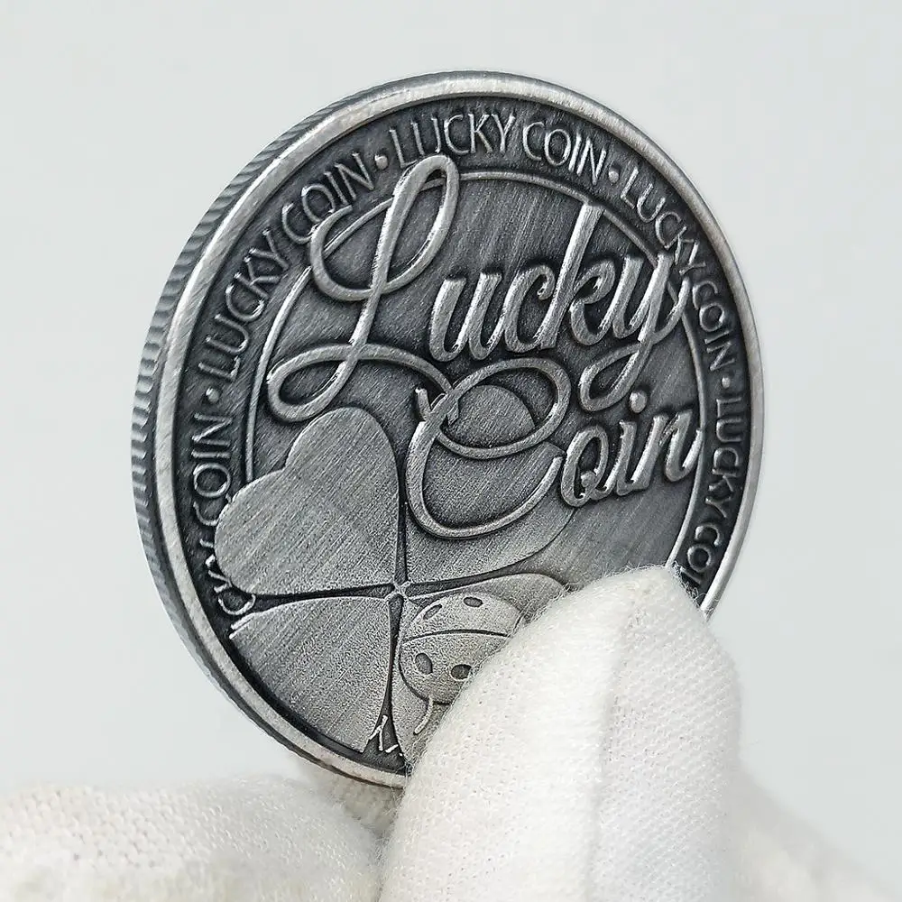 Lucky  Nickel Silver Commemorative Coin Four-leaf Clover Good Luck and Happiness Blessing Coins Souvenir Gifts Drop Shipping