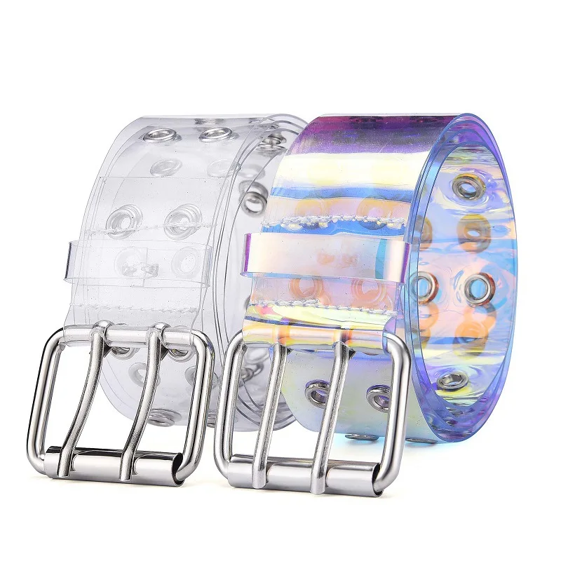 Transparent Belt PVC Belt Fashion Waist Jeans Clear Punk Belt for Trousers Grommet Designer Women Waistbands Body Accessories