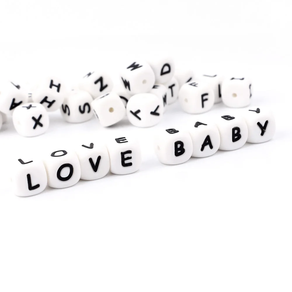 200pc Silicone Teething Beads Alphabet Letter For Kids Personalized Name On Pacifier Clips Baby Teether Accessories 12mm