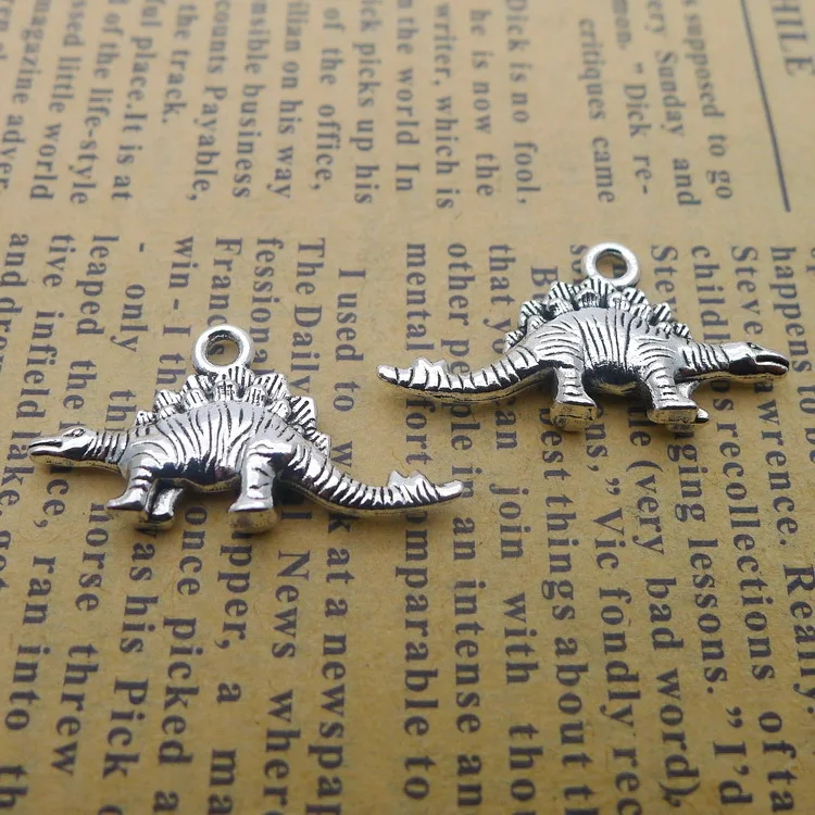 10pcs/Lot 14x27mm 3D Dinosaur Charms Antique Silver Color Pendants for DIY Jewelry Making Charm