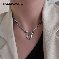 MEWANRY Silver Color Zircon Love Necklace for Women Creative Trendy Design Exquisite Temperament Christmas Jewelry Gifts