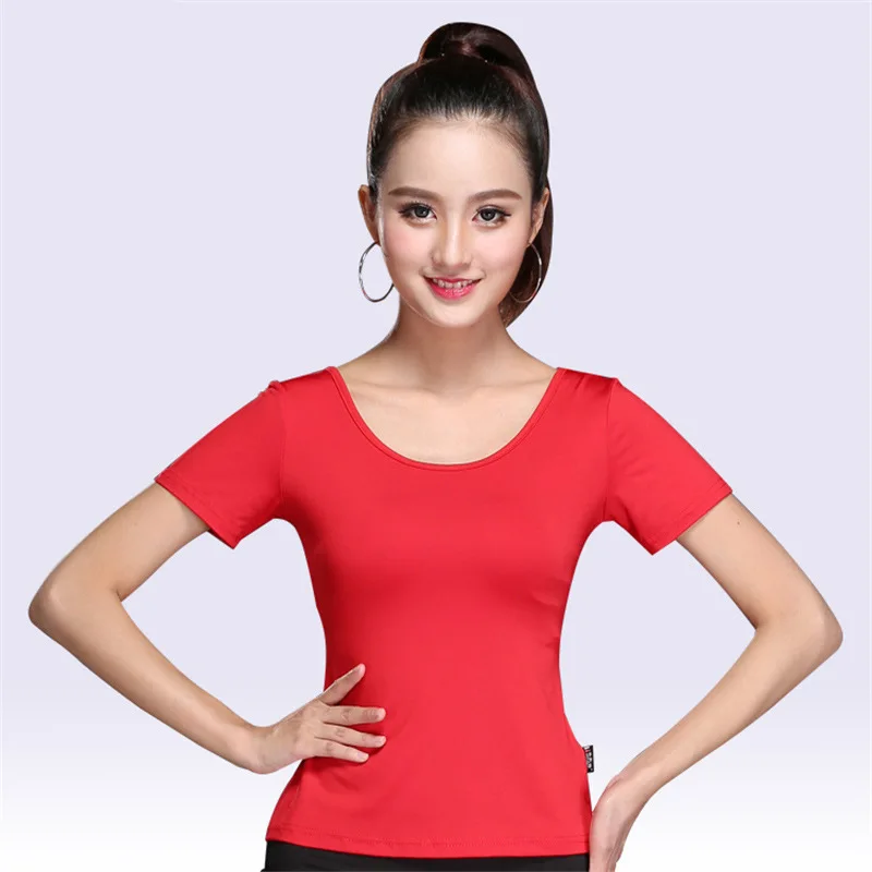 Latin Top Women Latin Dance Basic Top Girl Dancewear Sexy Latin Ballroom Samba Tango Flamengo Dancing Practice T-shirt Costume