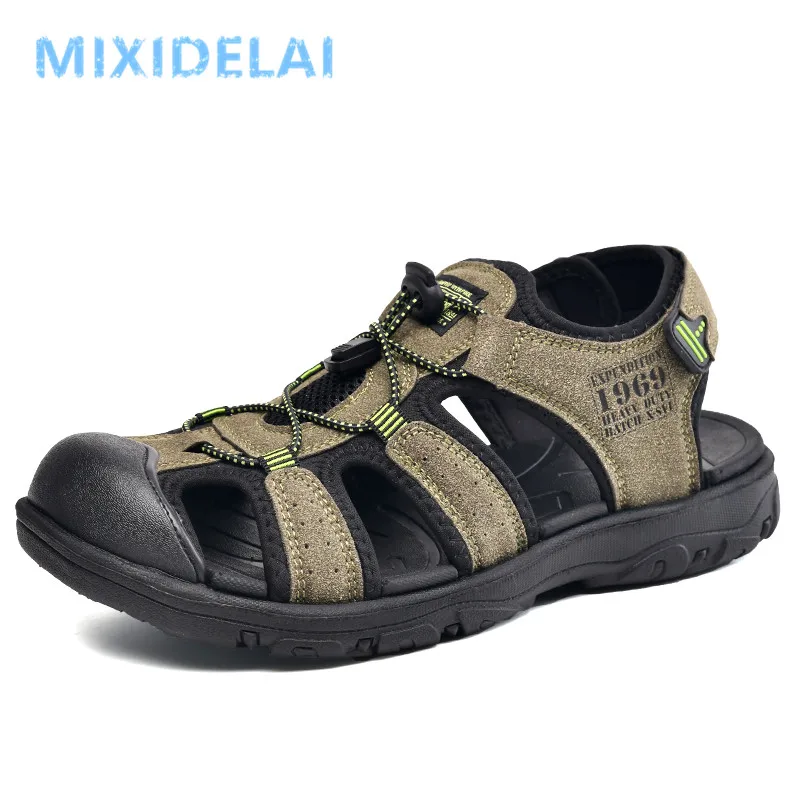 Casual Men Outdoor Sandals Summer Breathable Flat Sole Beach Shoes Comfort Soft Walking Hiking Sandals Athletic Male Shoes 2020