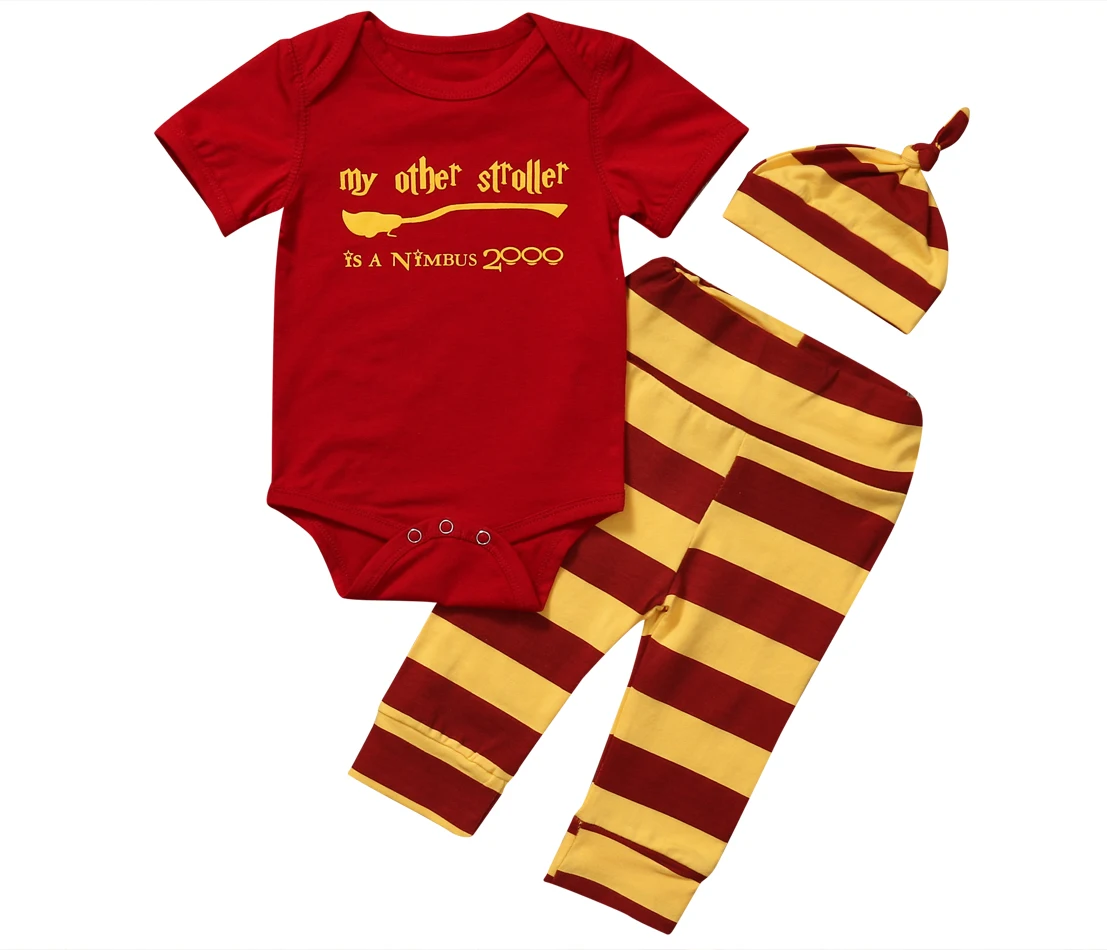 Newborn Baby Boy Girl Clothes Set Halloween Costume Little wizard has arrived Romper+Pants+Hat 3PCS Infant Baby Clothing Outfits
