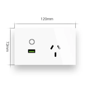 SAA Certifications Glass Panel Australia/New Zealand building wall Touch Sockets with USB Charger 2100mA output