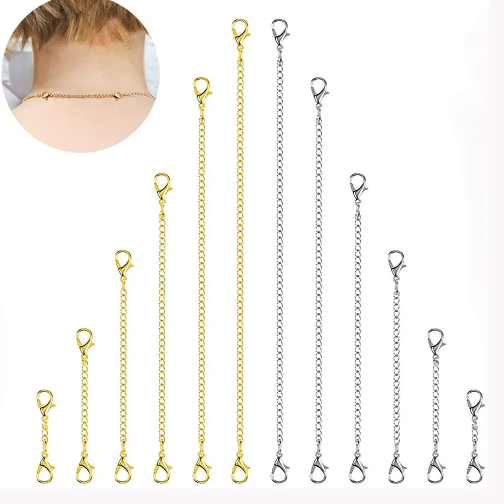 Großhandel 10 Stück/Set Edelstahl Halsketten- und Armband-Verlängerungsketten-Set für DIY-Schmuckherstellung in Zwei Farben – Detail 1