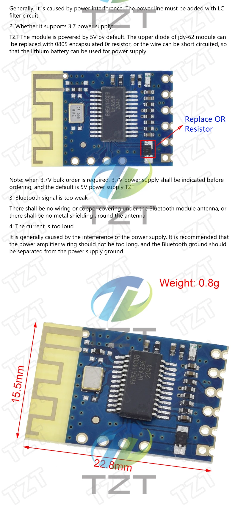 1/3PCS JDY-62 Bluetooth Stereo Audio Dual Zwei-Kanal Hoch- und Niedrigpegel-Platinenmodul für Arduino – Detail 2