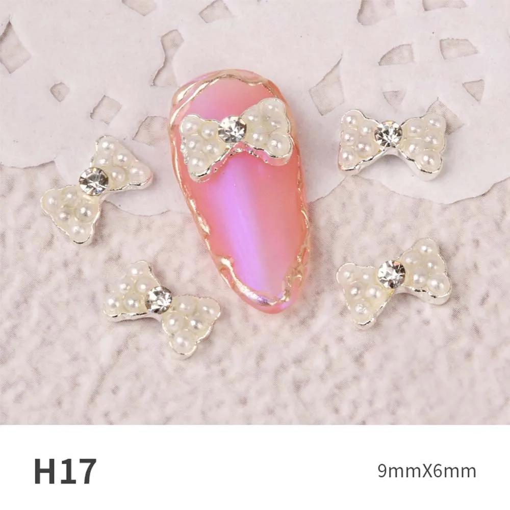 Breloques mignonnes Super Flash diamant perle manucure ongles bijoux bricolage Nail Art décorations cristal arc ongles strass