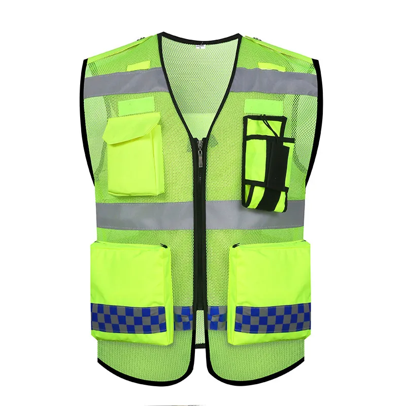 High Visibility Yellow Reflective Safety Vest with Reflective Strips and Multi Pockets Breathable and Neon Fabric Plus Size 4XL