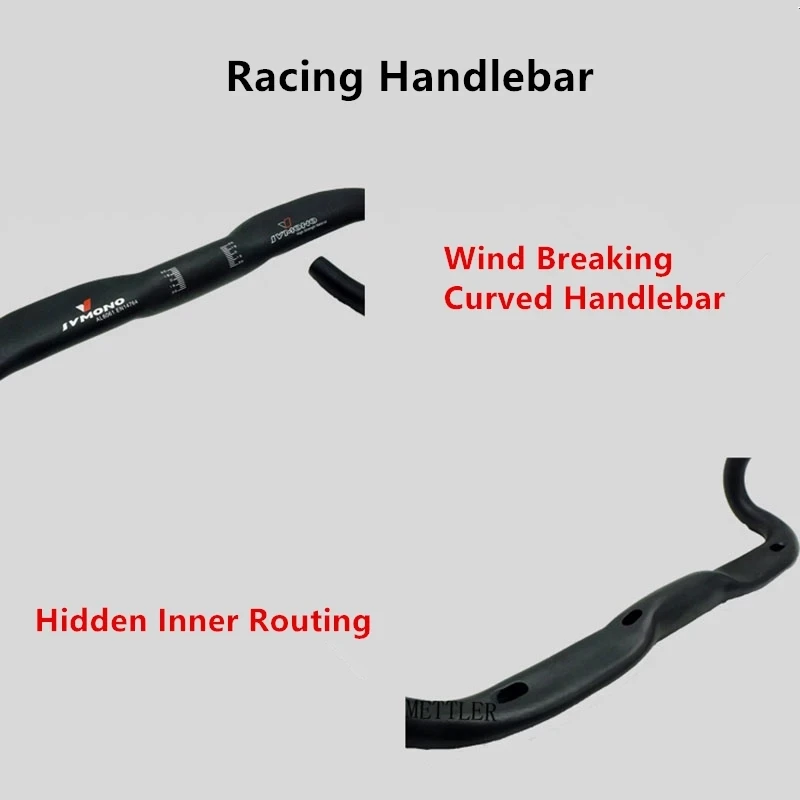 Road Bike Handlebar Bend Bar Hidden Inner Brake Cable Fixed Gear Bicycle Vertical Pipe Handle Aluminum Alloy 31.8mm Width 420mm