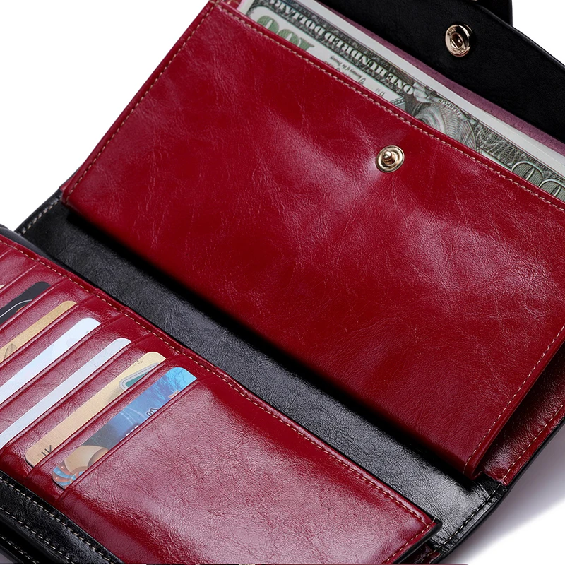 New Women Genuine Leather Wallets Female Zipper Purses Big Capacity Woman Purse Ladies Long Hasp Wallet Clutch Coin Card Holders