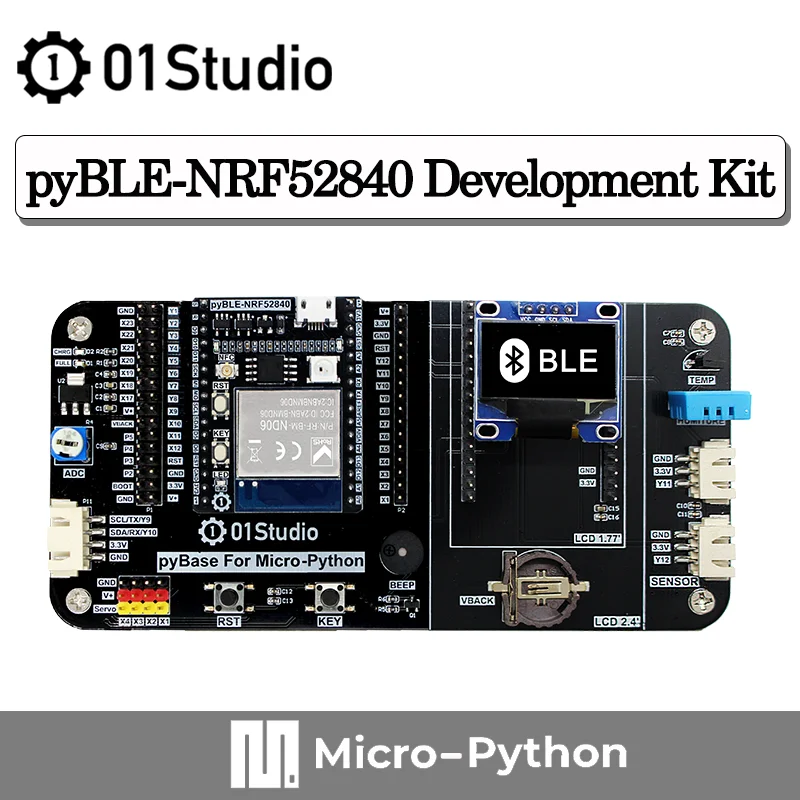 

01Studio pyBLE - NRF52840 Bluetooth Module Development Demo Board Low Power BLE MicroPython circuitpython IOT Wireless