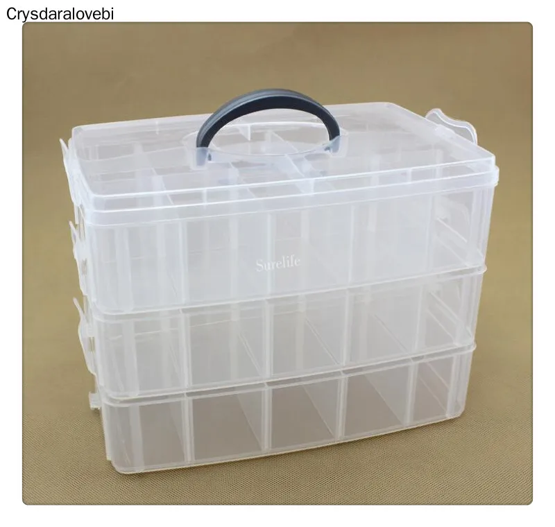 30 Grids Clear Plastic Storage Box For Toys Rings Jewelry Display Organizer Makeup Case Craft Holder Container porta joias