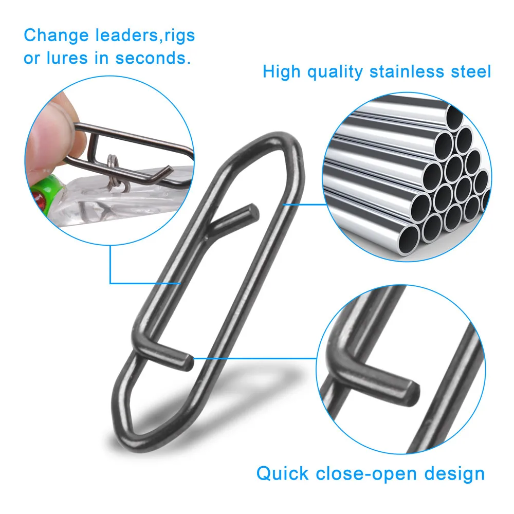 60Pcs Speed Clips for Fishing Lures Power Quick Change Fast link Bait clip Fishing snap Connector for Crankbait Minnow Tackle