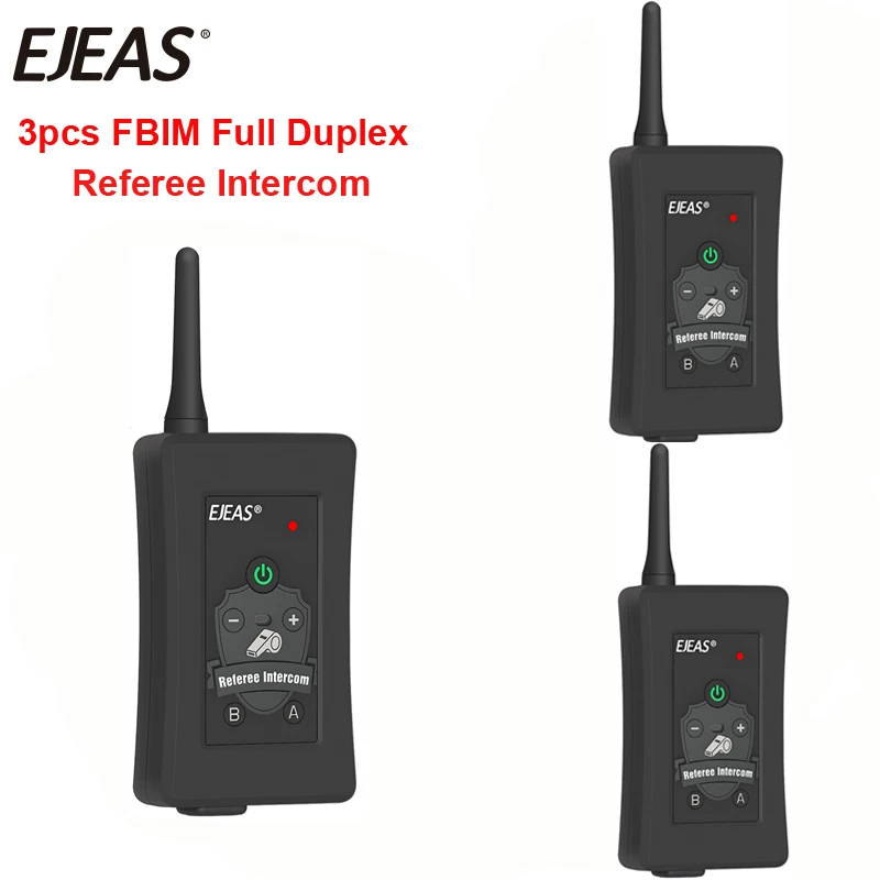 

3pcs EJEAS Latest FBIM Motorcycle Bluetooth Intercom Football Soccer Headphone Full Duplex Referees Headset with FM Radio