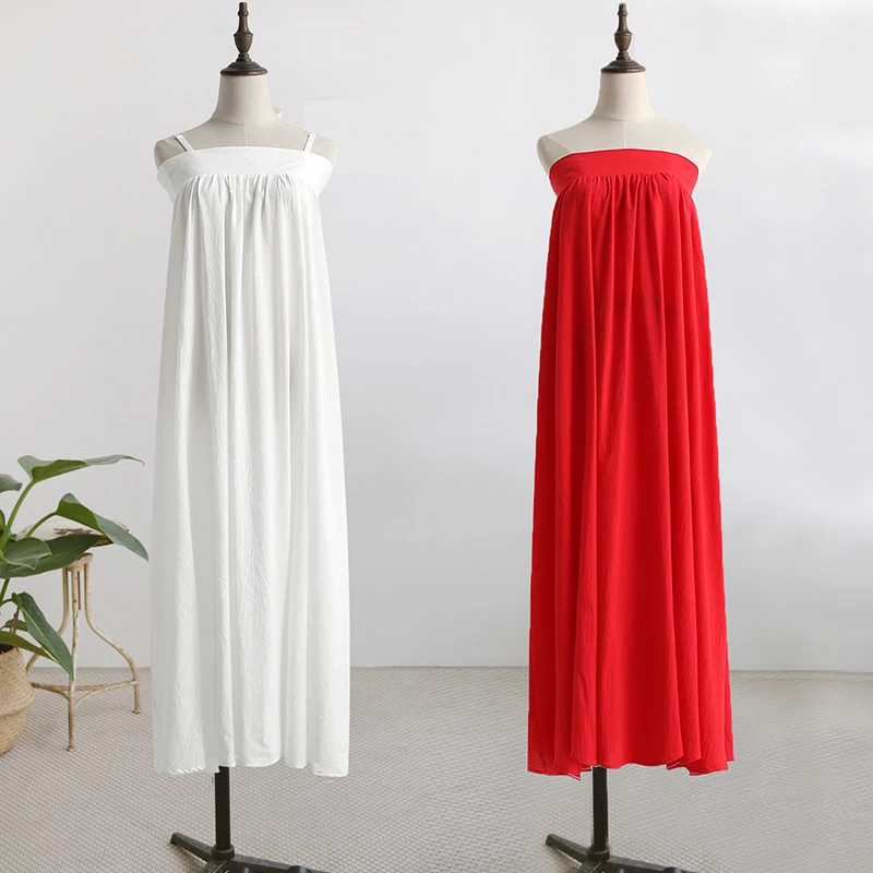 Full chested Hanfu bottoming underskirt pure cotton removable strap white inner slip dress with 3 meters hem long petticoat