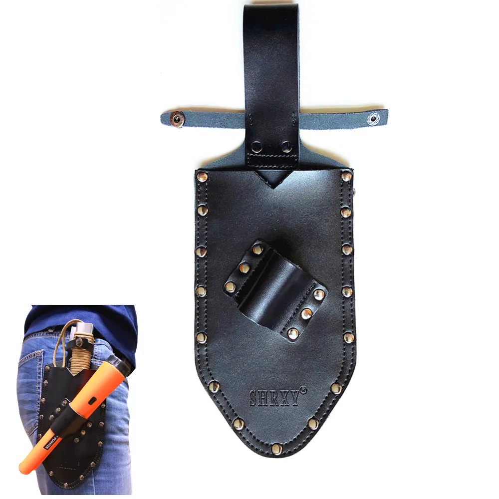 Metal Detector Pointer Holster Digger Pouch Waist Finds Bag Tools Shovel ProFind Leather Scabbard 2in1 for Garden Detecting