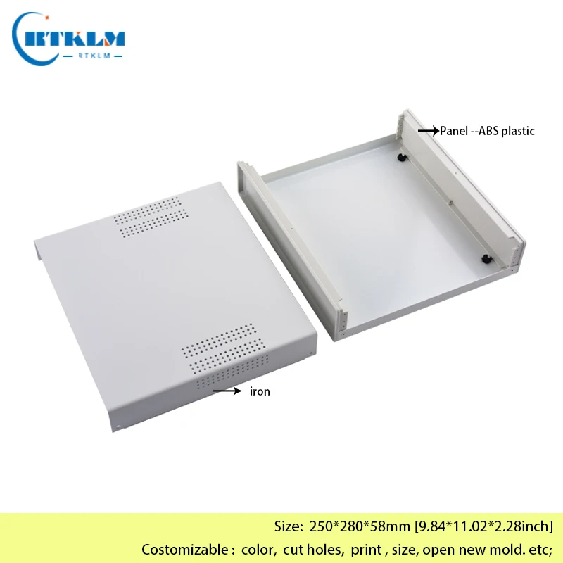 DIY Electrical Distribution Box Metal Junction Enclosure 280x250x58mm ABS Plastic Panel Iron Project Box for Electronics