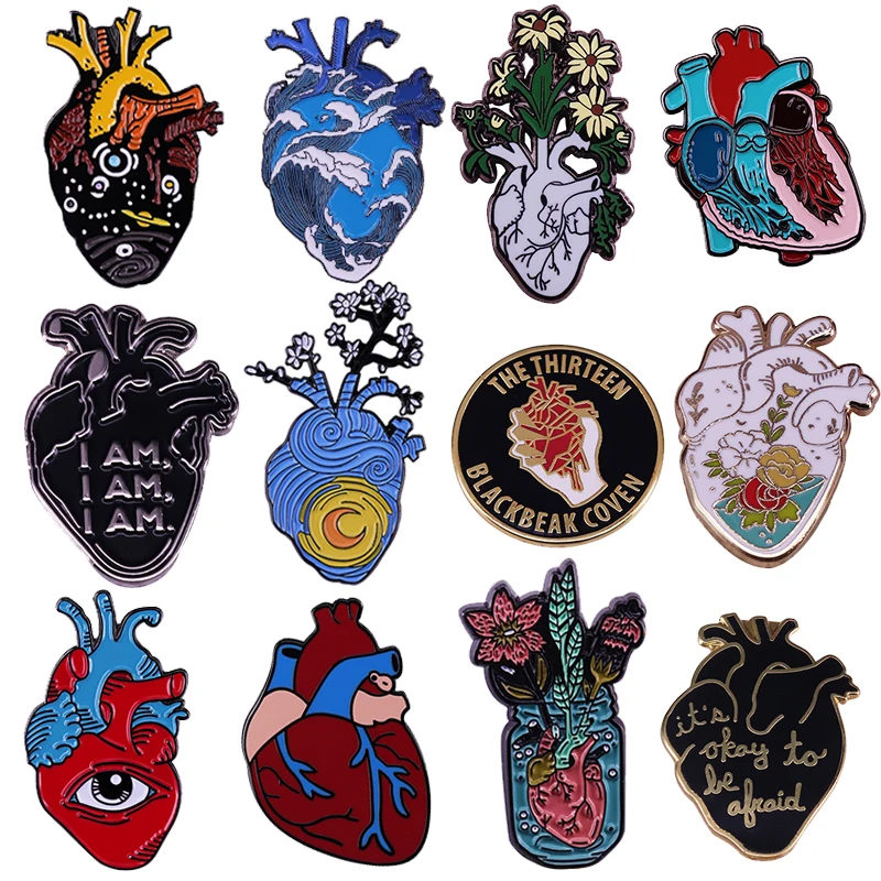 Anatomical Heart Pins Medical Organ Anatomy Brooch Health Awareness Badge Romantic Gothic Weird Art jewelry