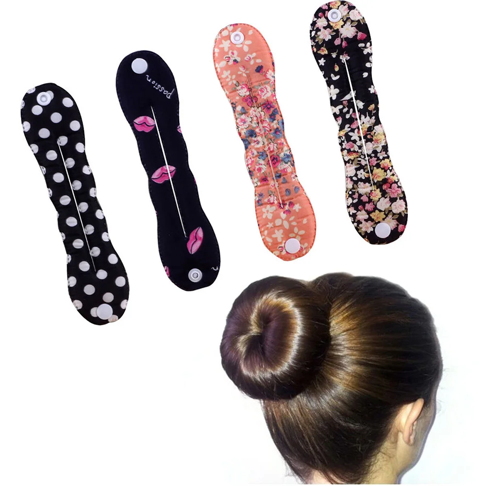 Fashion Women Sponge Hair Twist Styling Clip Stick Bun Maker Braid Magic Tool Hair Accessories Floral Polka Dot Female Hairband