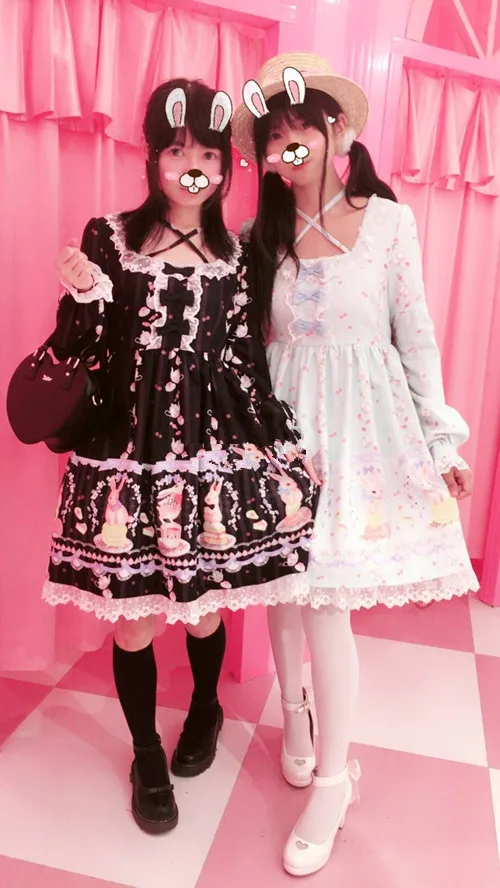 Princess tea party sweet lolita dress soft girl retro lace bowknot cute printing victorian dress kawaii girl gothic lolita op