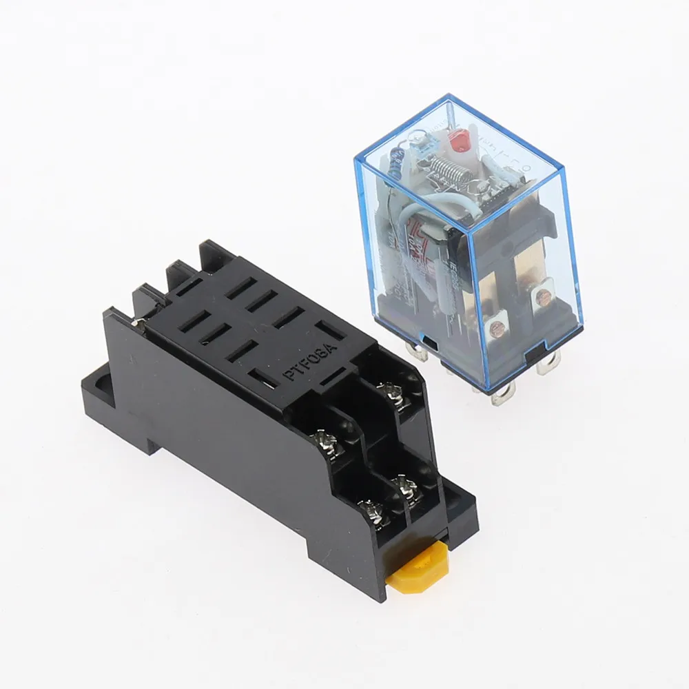 1Set High-quality 12V 24V DC 110V 220V AC Coil Power Relay LY2NJ DPDT 8 Pin HH62P JQX-13F With Socket Base