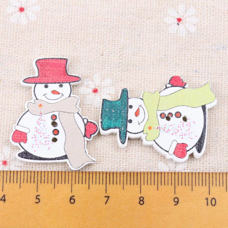 Wooden Mixed Christmas Snowman Pattern Buttons Scrapbook Collection Handmade Sewing Home Decoration DIY 35x26mm 20pcs