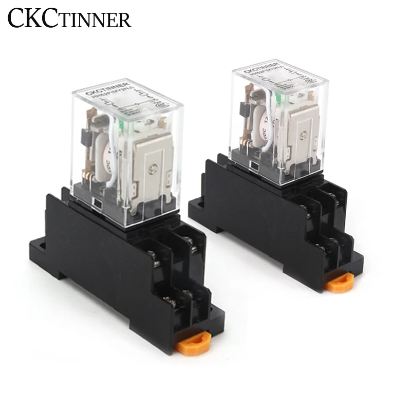 1pcs Intermediate relay HH52P MY2NJ Plug-In Relay DC AC12v 24v AC110v 220v 380V 5a Silver Contact PYF08A 8pins Relay Socket