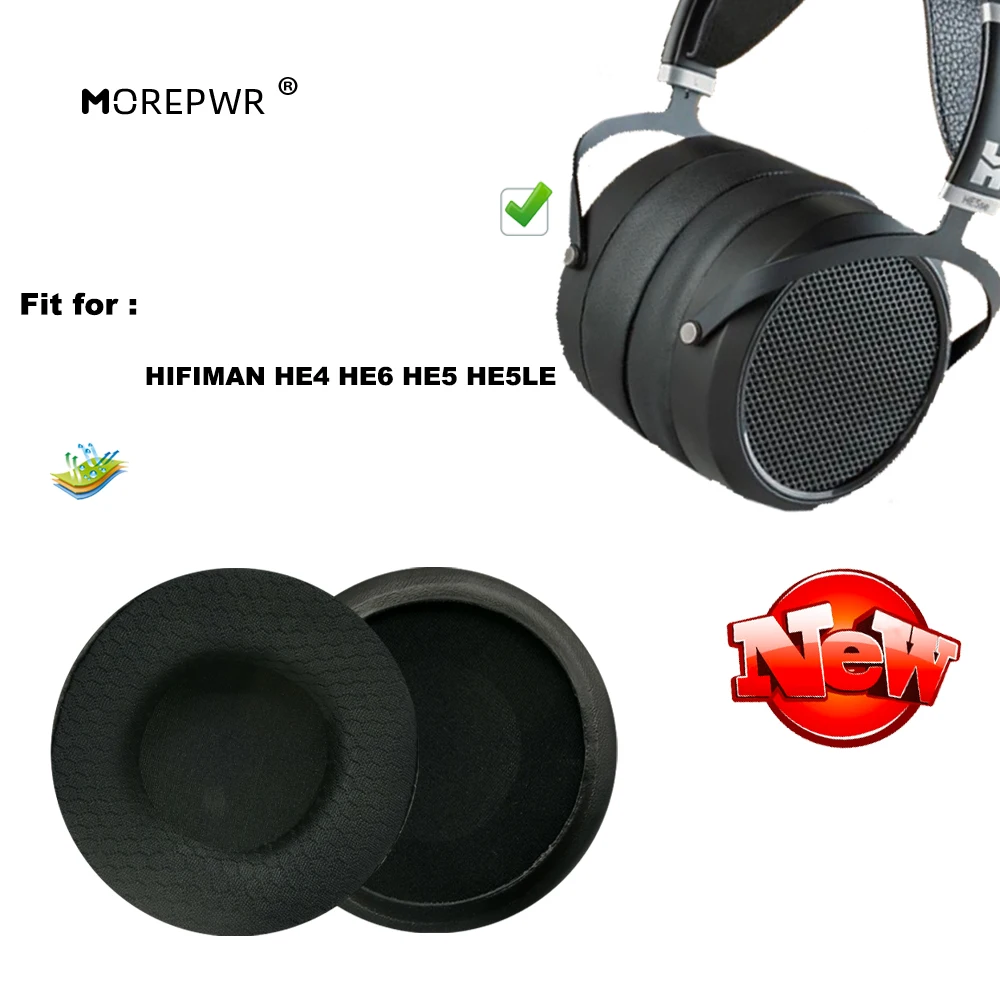 

Morepwr New upgrade Replacement Ear Pads for HIFIMAN HE4 HE6 HE5 HE5LE Headset Parts Leather Cushion Velvet Earmuff Headset