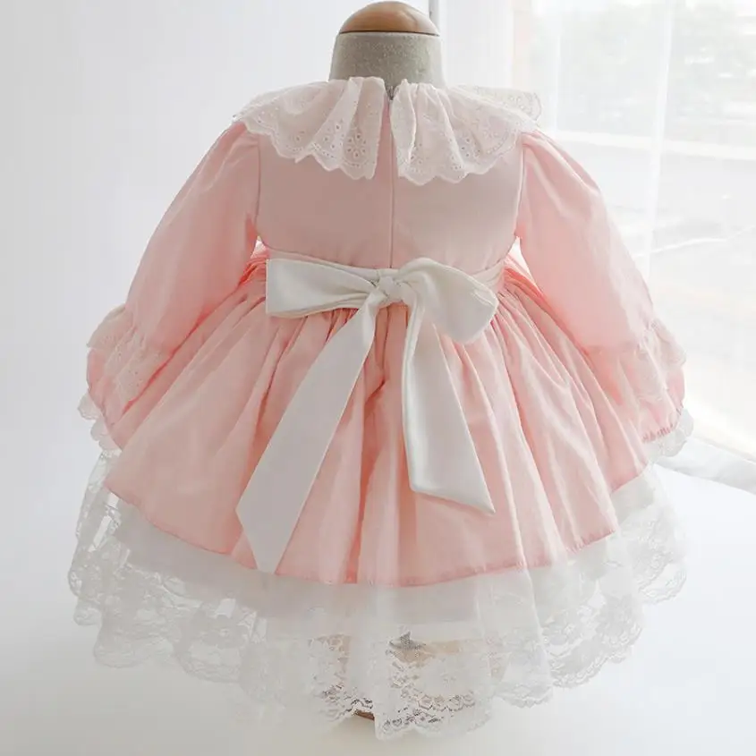 Miayii Spring Autumn Spanish Lolita Princess Dress Lace Bow Stitching Cute Ball Gown Birthday Party Easter Dress For Girls Y3734