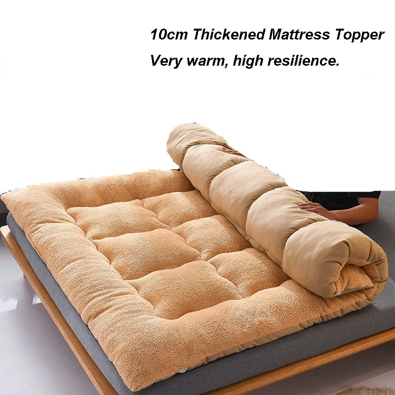 High Quality Soft Berber Fleece Mattress Topper Warm Tatami Mattress 10cm Thickness Down Cotton Mattress Pad Bedroom Furniture