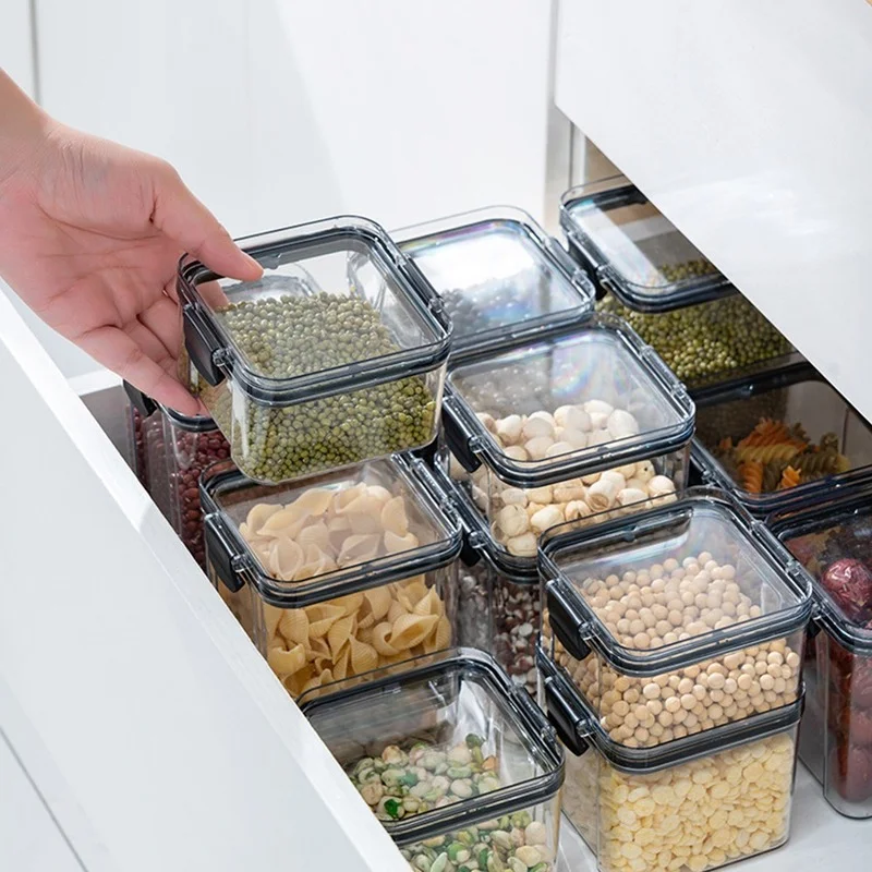 Transparent Food Storage Container Plastic Multigrain Storage Sealed Cans Kitchen Airtight Pantry Pasta Refrigerato Noodle Box